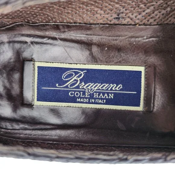 Vintage Bragano Cole Haan Italy Black Woven Leather Tassel Loafer Dress Shoes 8M - Picture 7 of 11